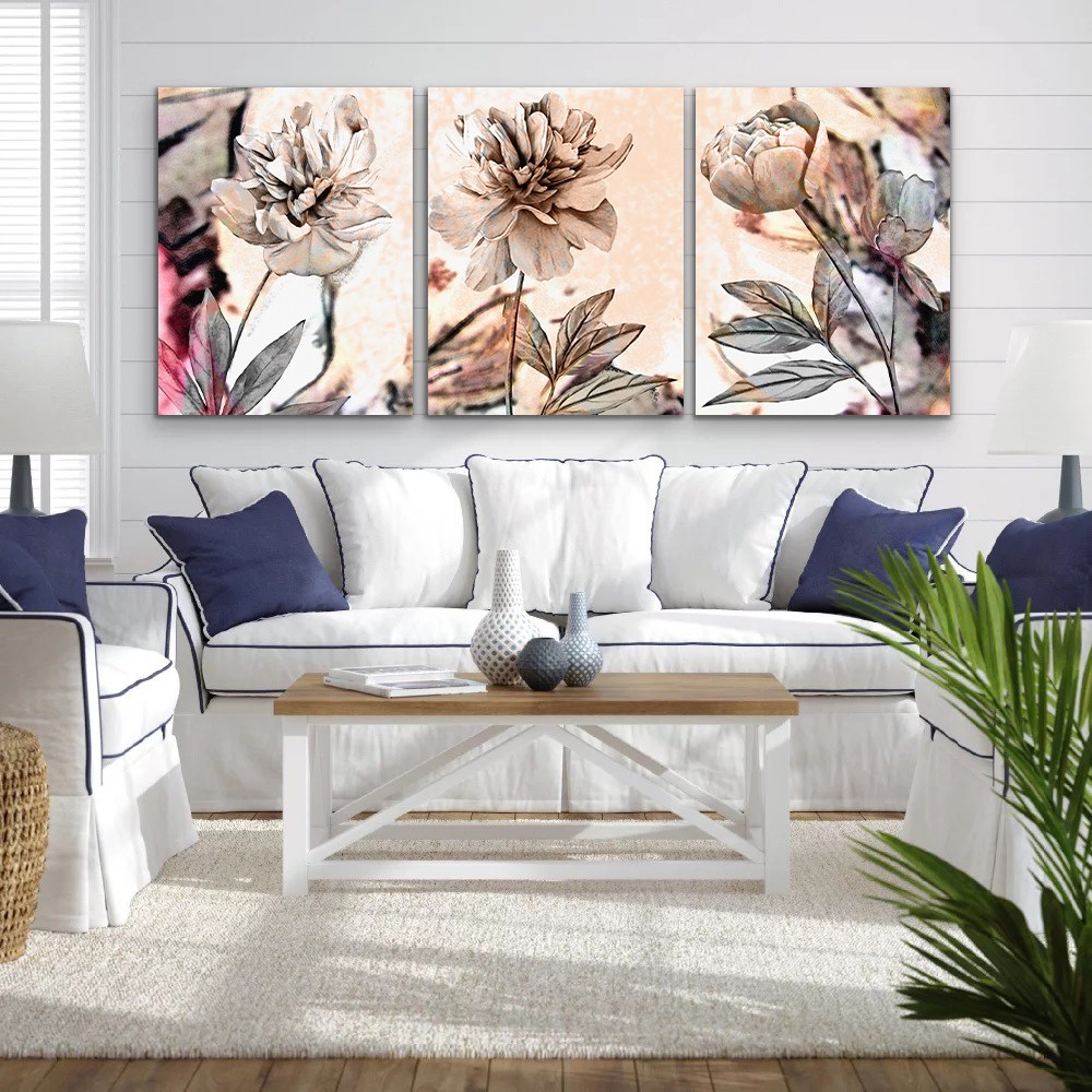 Bronze Flowers wall art – 3 print set – Gozo Graphics | Print | Signage ...