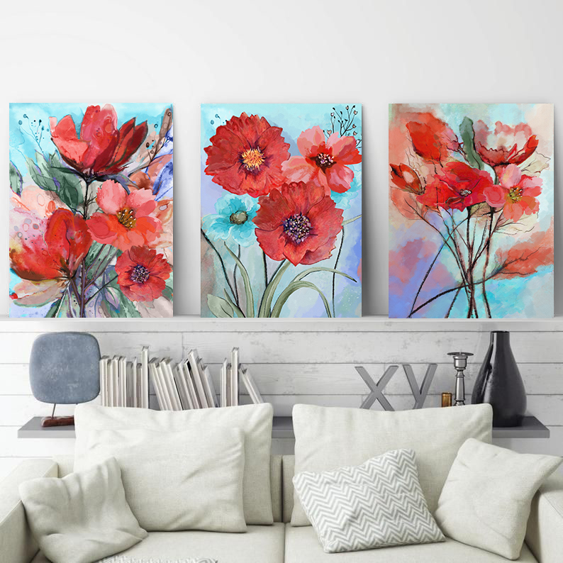 Poppy Flowers wall art – 3 print set – Gozo Graphics | Print | Signage ...