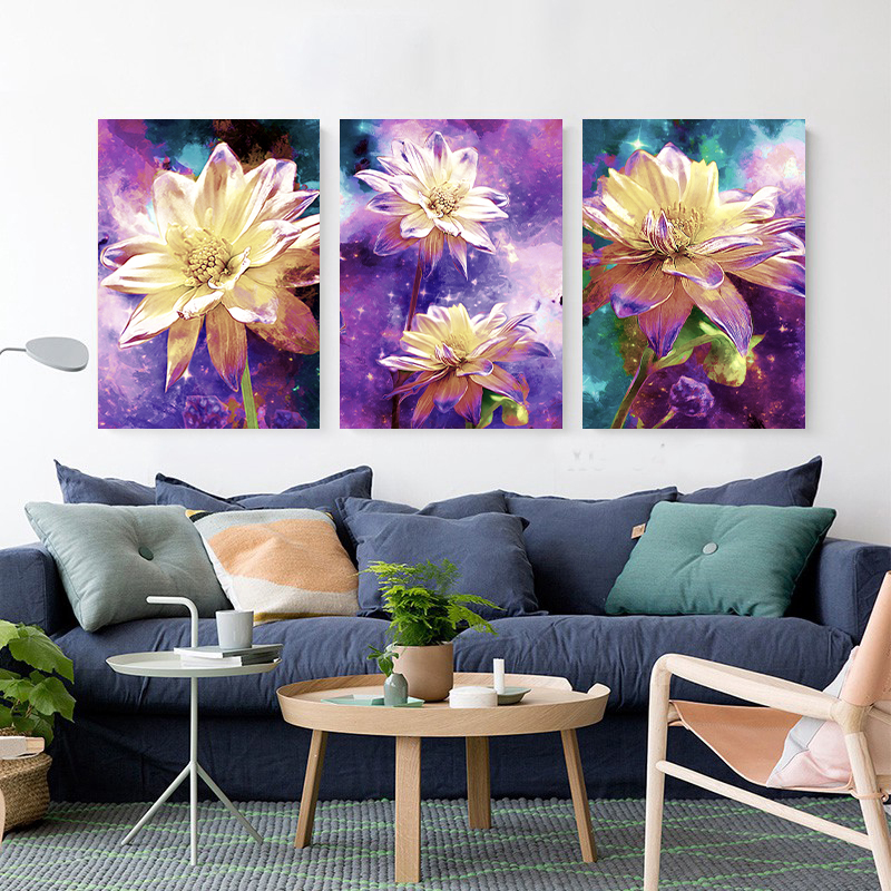 Galaxy White Flowers wall art – 3 print set – Gozo Graphics | Print ...