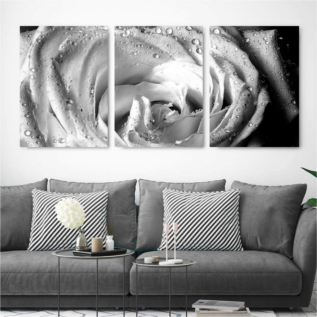 Black and White Rose wall art 3 print set Gozo Graphics Print