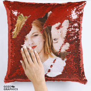 Custom Cushion – Red Square Sequin