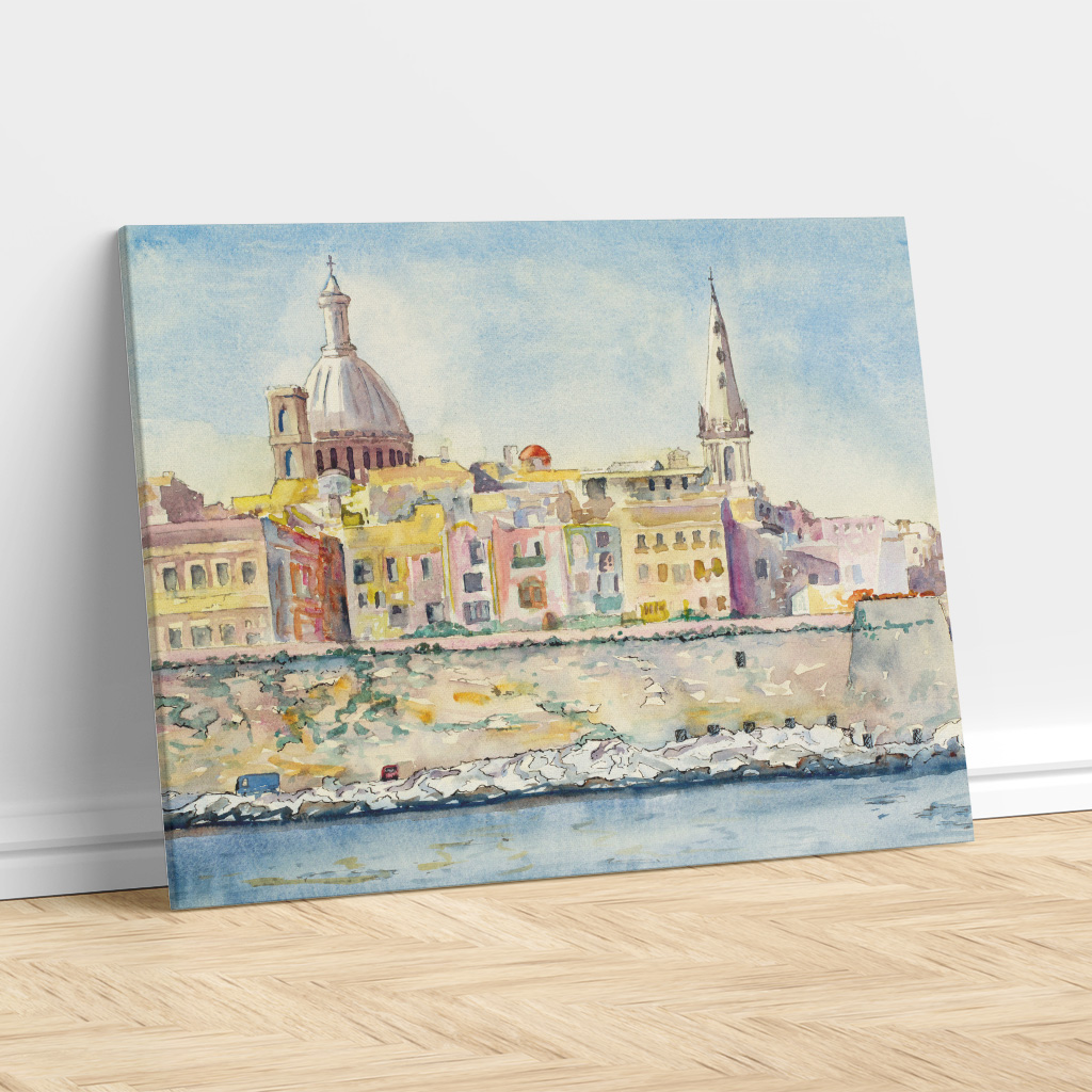 Valletta Waterfront in Watercolour – Painting Print