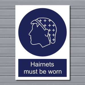 Hairnets Must Be Worn – Mandatory PPE Sign