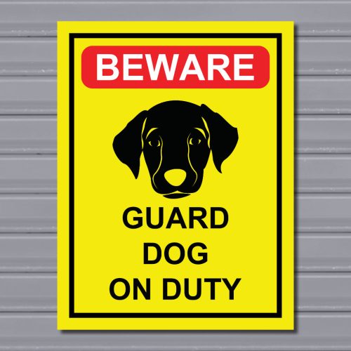Beware Guard Dog on Duty – Warning Safety Sign - Gozo Graphics | Canvas ...