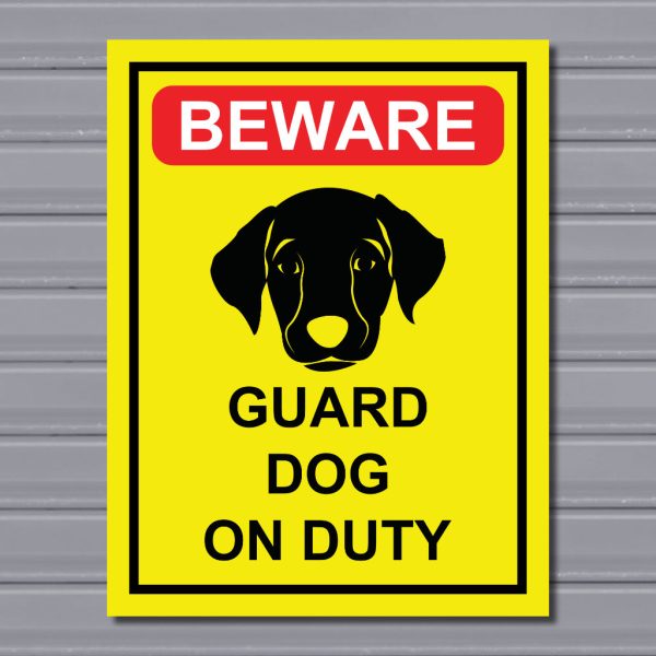 Beware Guard Dog on Duty – Warning Safety Sign - Gozo Graphics | Canvas ...