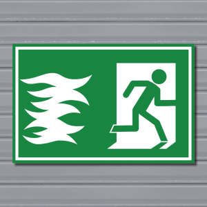 Emergency Fire Exit Sign – (Green, Fire 1, Run Right)
