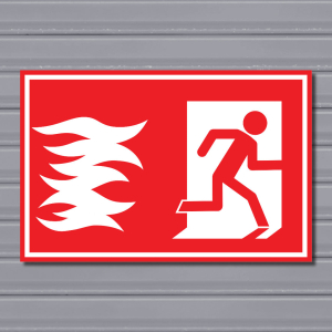 Emergency Fire Exit Sign – (Red, Fire 1, Run Right)