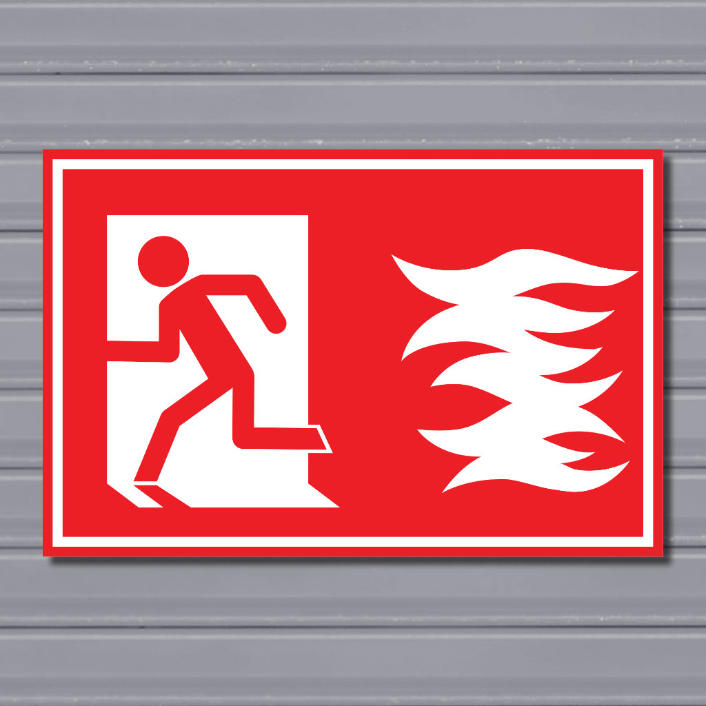 Emergency Fire Exit Sign – (Red, Fire 1, Run Left)