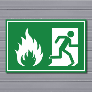 Emergency Fire Exit Sign – (Green, Fire 2, Run Right)