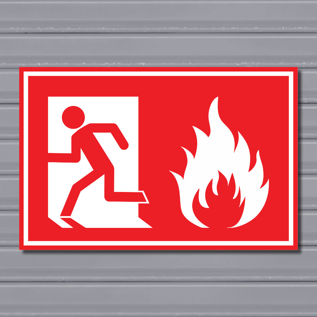 Emergency Fire Exit Sign – (Red, Fire 2, Run Left)