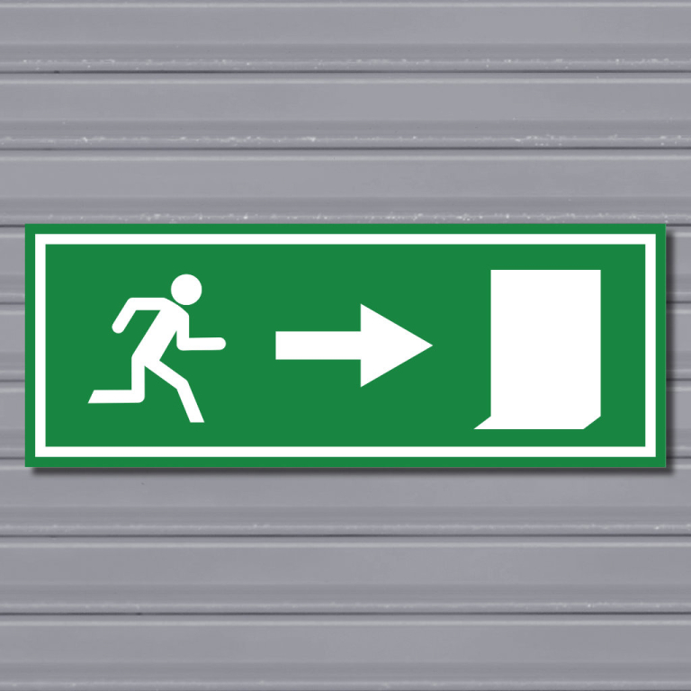 Emergency Run Sign Emergency Exit Sign – (Wide, Green, Run Left, Arrow, Door) - Gozo ...