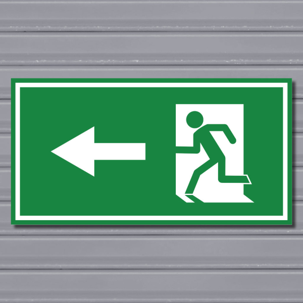 Emergency Exit Sign – (Green, Run Left, Arrow) - Gozo Graphics | Canvas ...