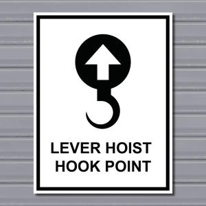 Lever Hoist Hook Point – Lifting Safety Sign