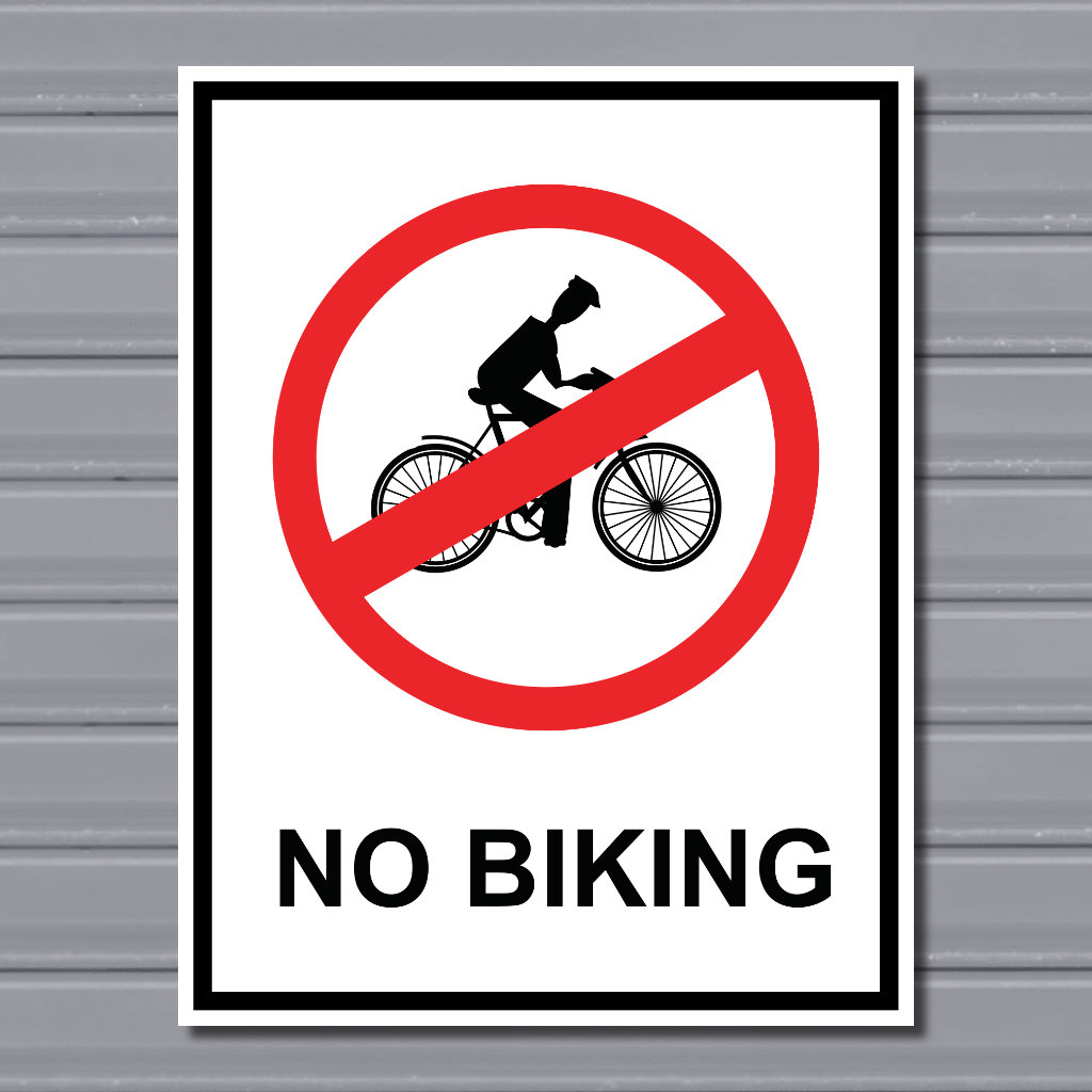 No Biking (With Person) – Prohibition Safety Sign
