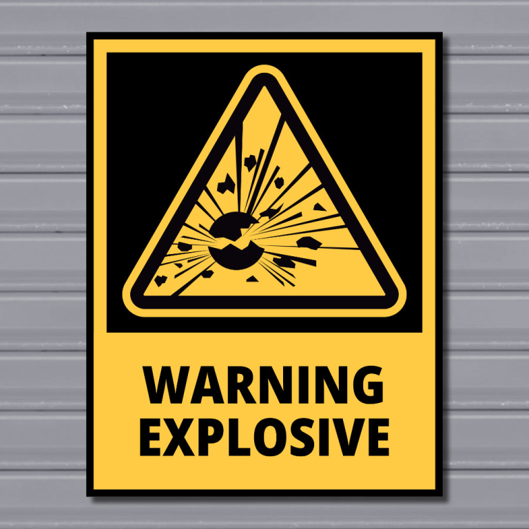 Warning Explosive – Hazard Safety Sign - Gozo Graphics | Canvas | Print ...