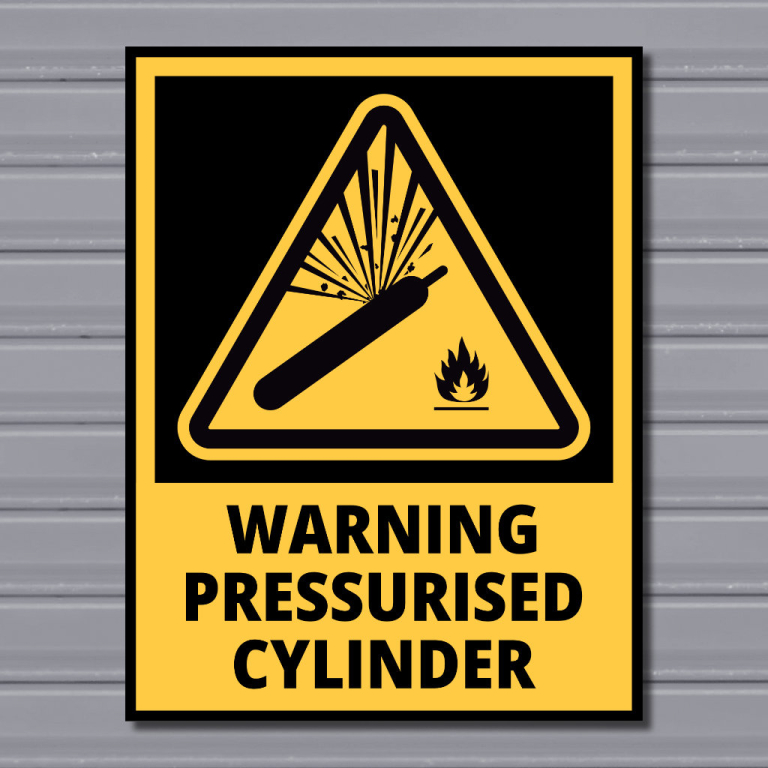 Warning Pressurised Cylinder – Hazard Safety Sign - Gozo Graphics ...