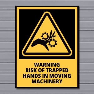 Warning Risk of Trapped Hands in Moving Machinery – Hazard Safety Sign
