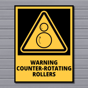 Warning Counter-Rotating Rollers – Hazard Safety Sign