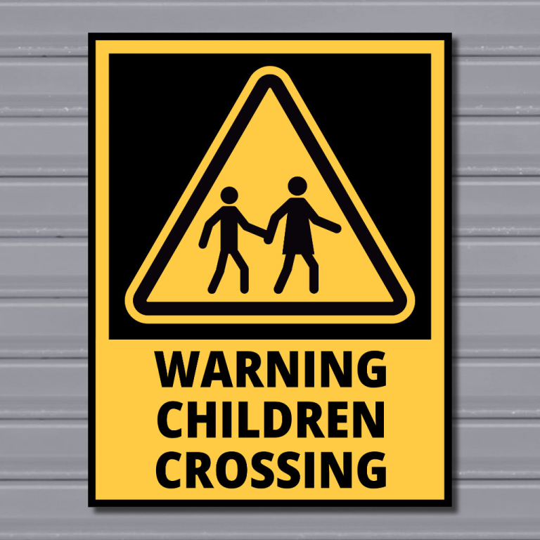 Warning Children Crossing – Hazard Safety Sign - Gozo Graphics | Canvas ...